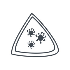 Covid 19 virus inside warning triangle line style icon vector design