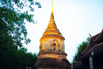 Naklejka premium A beautiful view of buddhist temple at Chiang Mai, Thailand.