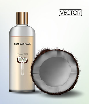 coconut oil bottle vector illustration