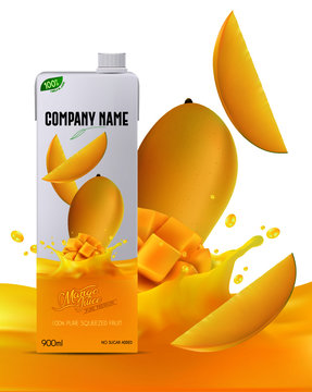 mango juice box and mango juice splash