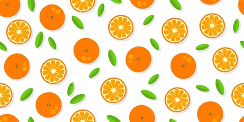 Seamless orange background. Orange tangerine grapefruit lemon lime on a white background. Vector illustration of summer fruits. Citrus icons and silhouettes. Cute painted oranges. Tropical fruits