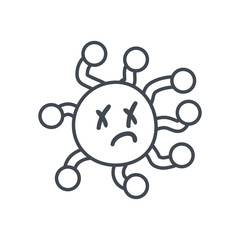 Covid 19 dead virus cartoon line style icon vector design
