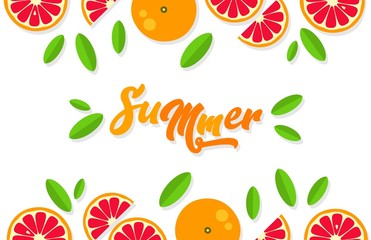 Grapefruit background. Orange tangerine grapefruit lemon lime on a white background. Vector illustration of summer fruits and citrus. Citrus icons silhouettes. Cute painted grapefruits. Tropical fruit