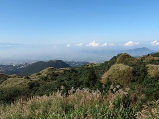 Aerial view of the  cityscape from Yangmingshan National Park