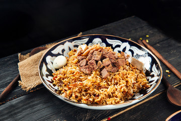 Central Asian uzbek cuisine dish plov tashkent