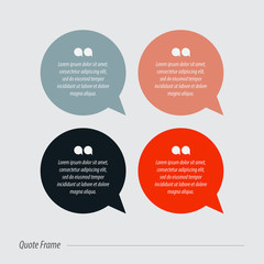 Quote frames blank templates set. Text in brackets, citation empty speech bubbles, quote bubbles. Textbox isolated on color background. Vector illustration.