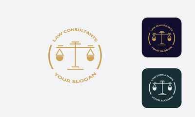 law logo can be used for law consultants -justice -royal law - law firm - lawyer, law office, notary, hammer  - an attorney with modern style, with cream color, white, blue 