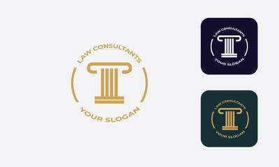 law logo can be used for law consultants -justice -royal law - law firm - lawyer, law office, notary, hammer  - an attorney with modern style, with cream color, white, blue 