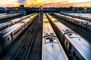 Fototapeta na wymiar Sunset in the railway
