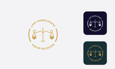 law logo can be used for law consultants -justice -royal law - law firm - lawyer, law office, notary, hammer  - an attorney with modern style, with cream color, white, blue 