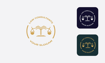 law logo can be used for law consultants -justice -royal law - law firm - lawyer, law office, notary, hammer  - an attorney with modern style, with cream color, white, blue 