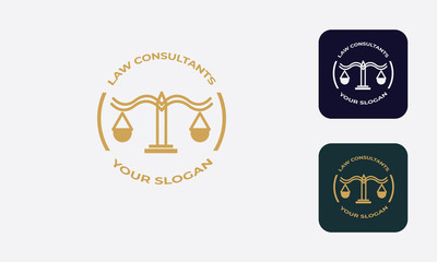 law logo can be used for law consultants -justice -royal law - law firm - lawyer, law office, notary, hammer  - an attorney with modern style, with cream color, white, blue 