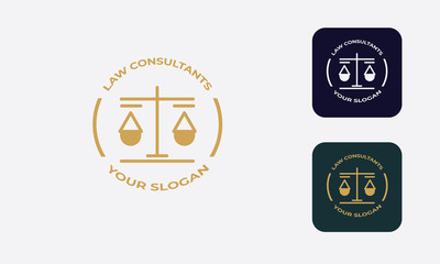 law logo can be used for law consultants -justice -royal law - law firm - lawyer, law office, notary, hammer  - an attorney with modern style, with cream color, white, blue 