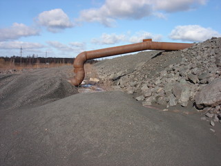 Tailings storage depots. The ore tails. Tailings Storage, Pipelines.