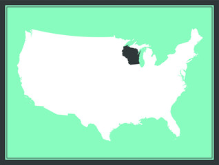 Geographic location of Wisconsin state on USA map