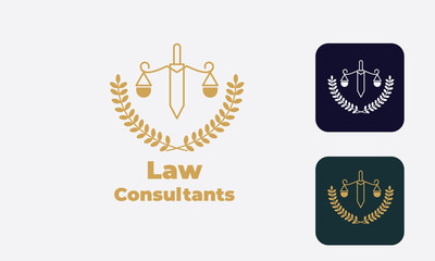 law logo can be used for law consultants -justice -royal law - law firm - lawyer, law office, notary, hammer  - an attorney with modern style, with cream color, white, blue 