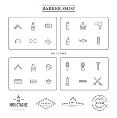 Fototapeta na wymiar Set of Vector Barber Shop Elements and Shave Shop Icons Illustration can be used as Logo or Icon in premium quality.