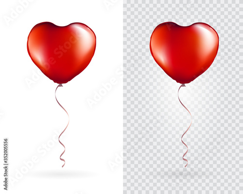 Download Set Of Red Heart Shaped Foil Balloons On Transparent White Background Party Balloons Event Design Decoration Mockup For Balloon Print Vector Wall Mural Ckybe