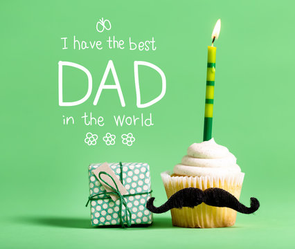 Father's Day message with cupcake with a moustache