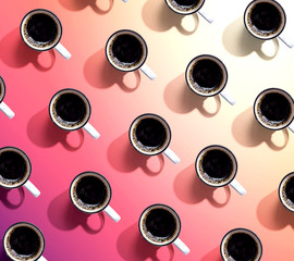 Coffee mug pattern overhead view - flat lay