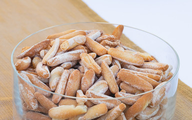 Crispy and toasted traditional bread sticks homemade