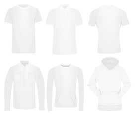 T shirt, polo t shirt, shirt, sweatshirt and hoodie set. vector illustration