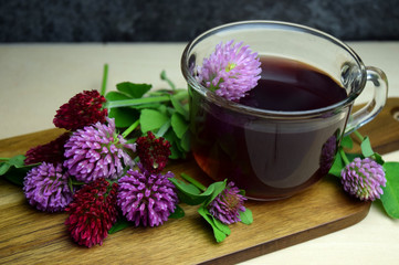 Fototapeta na wymiar Red Clover tea organic bio healthy