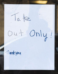 COVID -19 Closed business signs before reopening, 