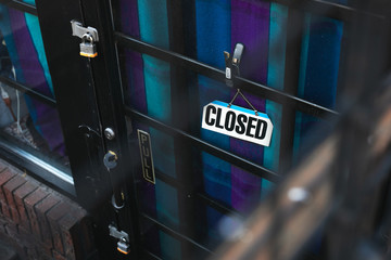 COVID -19 Closed business signs before reopening, 