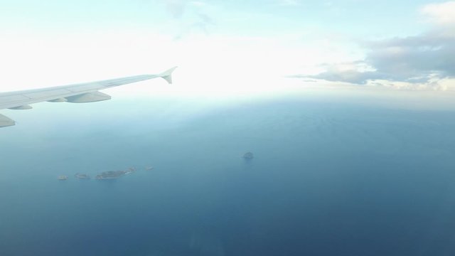 2016 August, flying above Cam Ranh bay, Vietnam, view through an airplane window