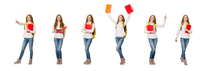 Young student isolated on white