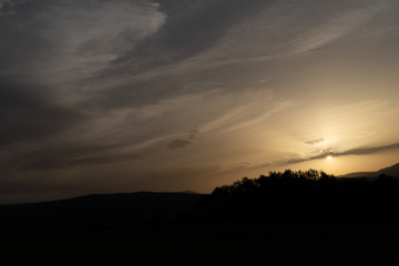 Sunset in the high mountains