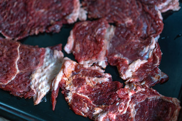 Raw chopped meat ready for baking