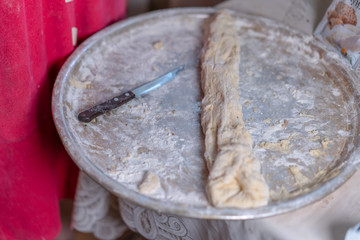 Preparing the dough for baking