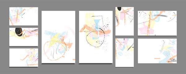 Modern geometric trend abstract set. Gradient shapes composition, vector covers new design