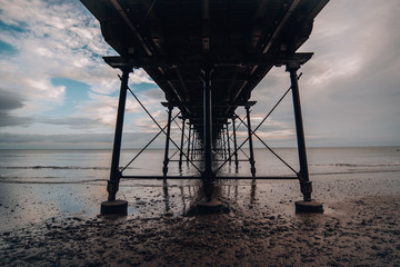 Beach Pier Ocean Seaside Saltburn by the Sea England Coastal Town Underneath Pier