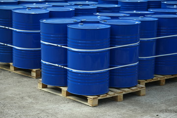 200 liter barrels in the production warehouse