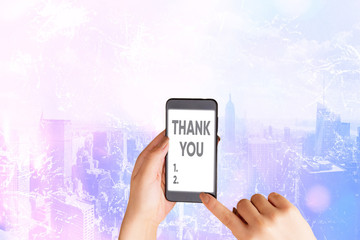 Word writing text Thank You. Business photo showcasing a polite expression used when acknowledging...