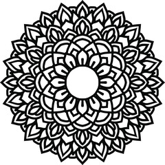 Vector mandala art or circular pattern for decoration elements, meditation poster, stress relief, henna, adult coloring book page, decoration card.
