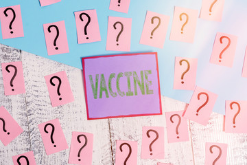Handwriting text Vaccine. Conceptual photo preparation of killed microorganisms or living...