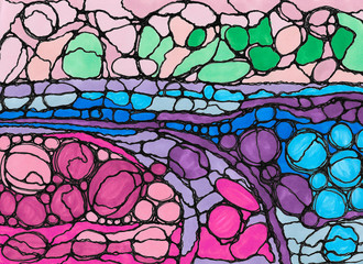 Multicolored geometric abstraction. Neuro Graphic design using multi colored markers. 