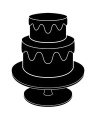 Cake silhouette. Two-tier cake on a stand - vector black silhouette for logo or pictogram. Cake sign or icon.