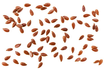 flaxseed isolated on white background macro shot. flax seeds close up.