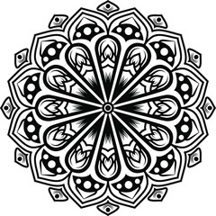 Vector mandala art or circular pattern for decoration elements, meditation poster, stress relief, henna, adult coloring book page, decoration card.

