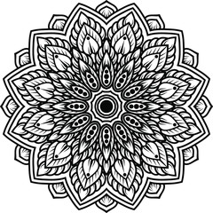 Vector mandala art or circular pattern for decoration elements, meditation poster, stress relief, henna, adult coloring book page, decoration card.
