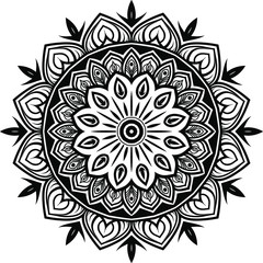Vector mandala art or circular pattern for decoration elements, meditation poster, stress relief, henna, adult coloring book page, decoration card.

