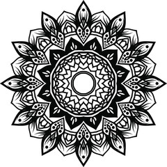 Vector mandala art or circular pattern for decoration elements, meditation poster, stress relief, henna, adult coloring book page, decoration card.

