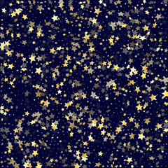 Gold falling star sparkle elements of glitter gradient vector background.