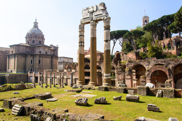 Fototapeta na wymiar The Temple of Venus Genetrix is a ruined temple in the Forum of Caesar Rome Italy