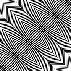 Abstract black diagonal zigzag lines. Vector illustration. Psychedelic pattern. Op art. Trendy design element for prints, posters, web pages, template and textile pattern